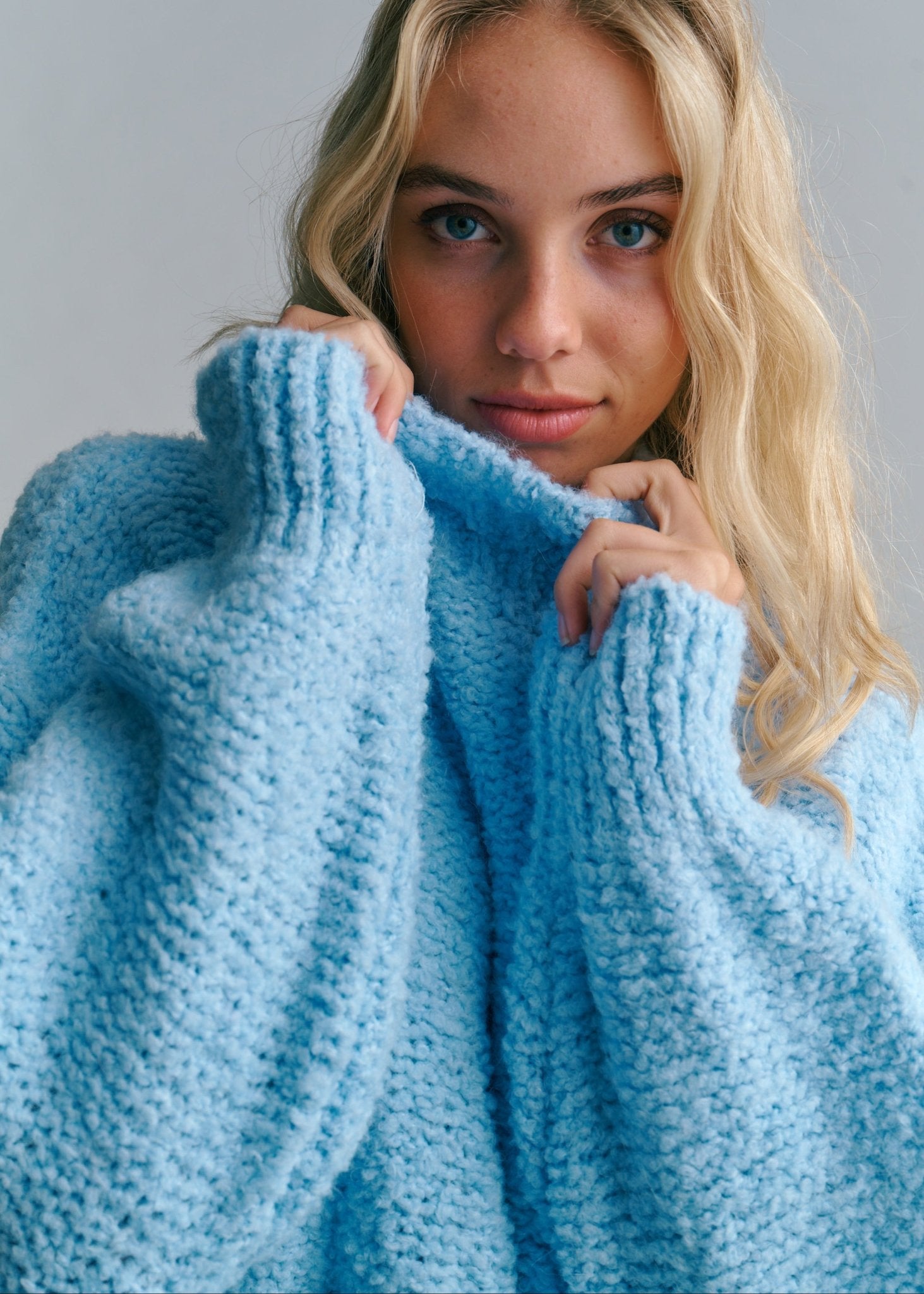 View our Zermatt Chunky Oversized Knit In Sky Blue - by Tribute Store