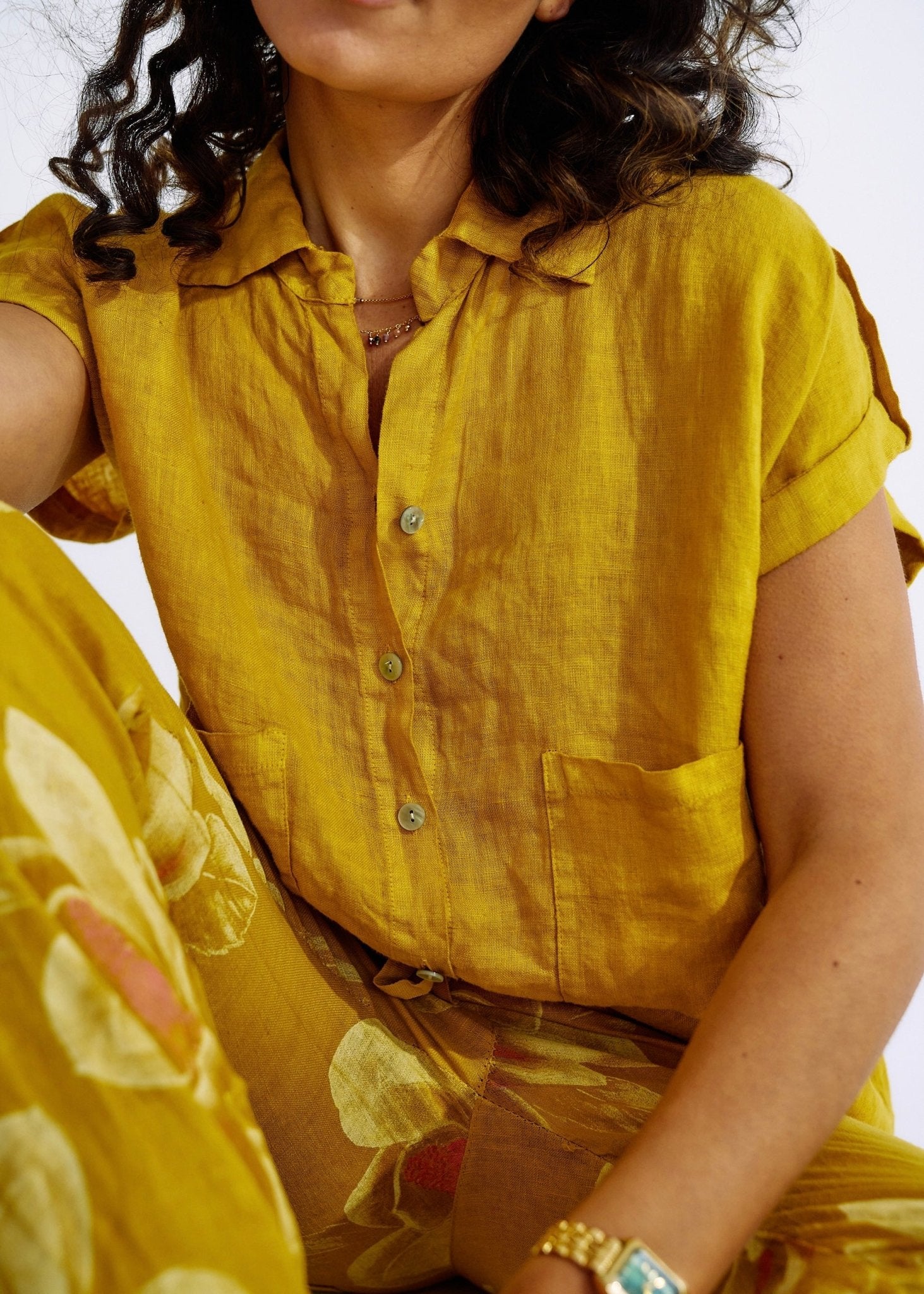 Pure Linen Italian Shirt in Deep YellowTOPS - Tribute Store