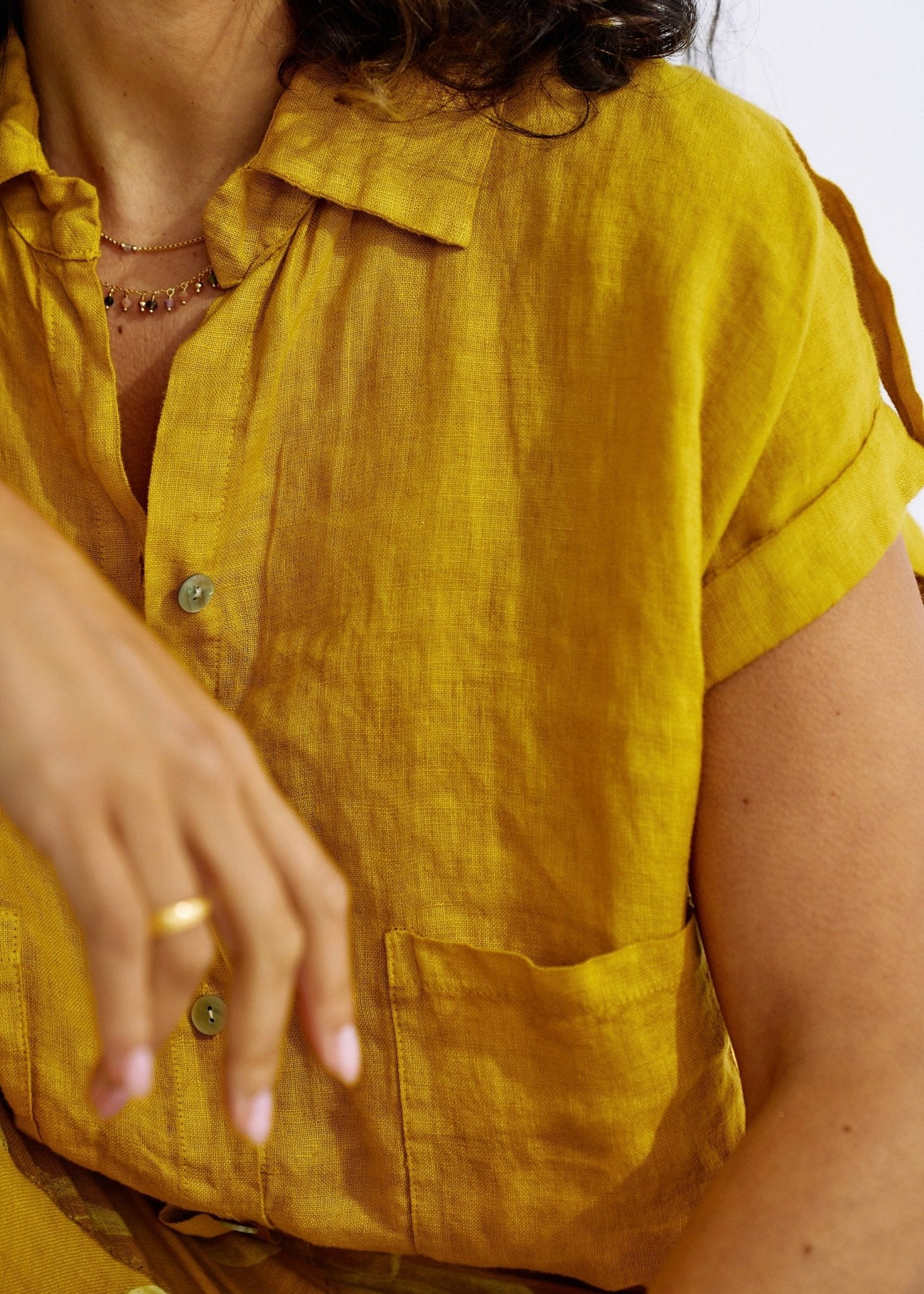 Pure Linen Italian Shirt in Deep YellowTOPS - Tribute Store