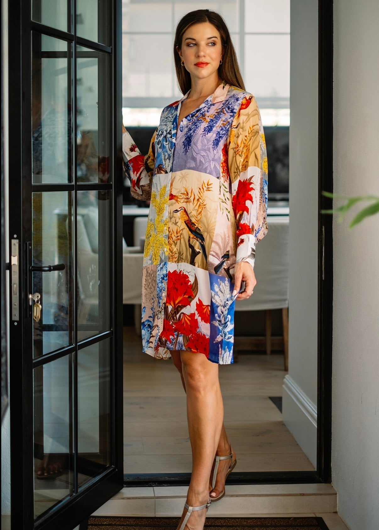 Serenity Shirt Dress With Bird Print - Tribute StoreICONIC