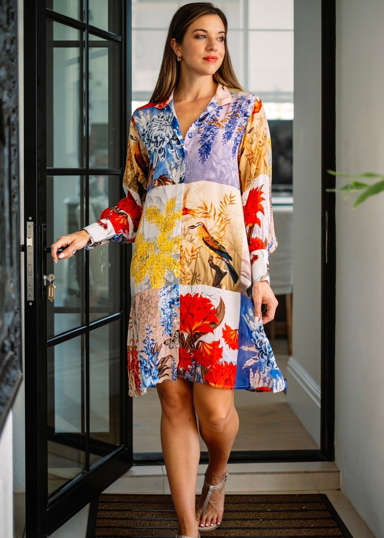 Serenity Shirt Dress With Bird Print - Tribute StoreICONIC