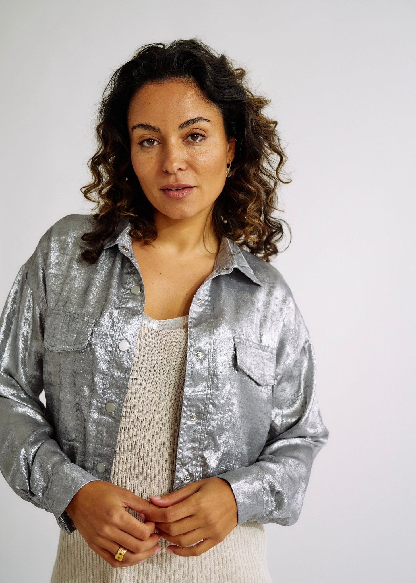 Shimmer Summer Jacket in Metallic Grey