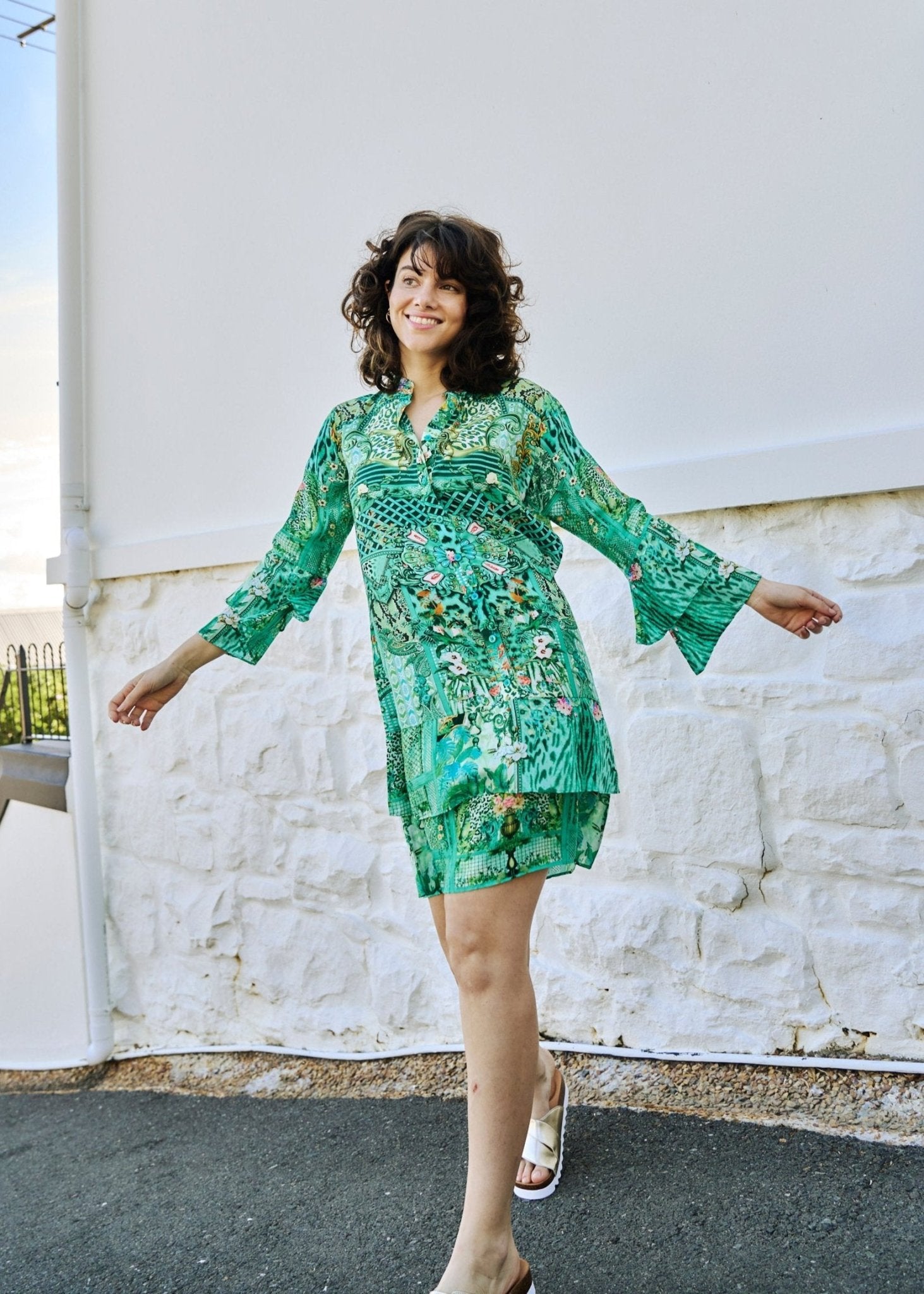 Symphony Dress With Paisley Print In Ocean GreenDRESSES - Tribute Store