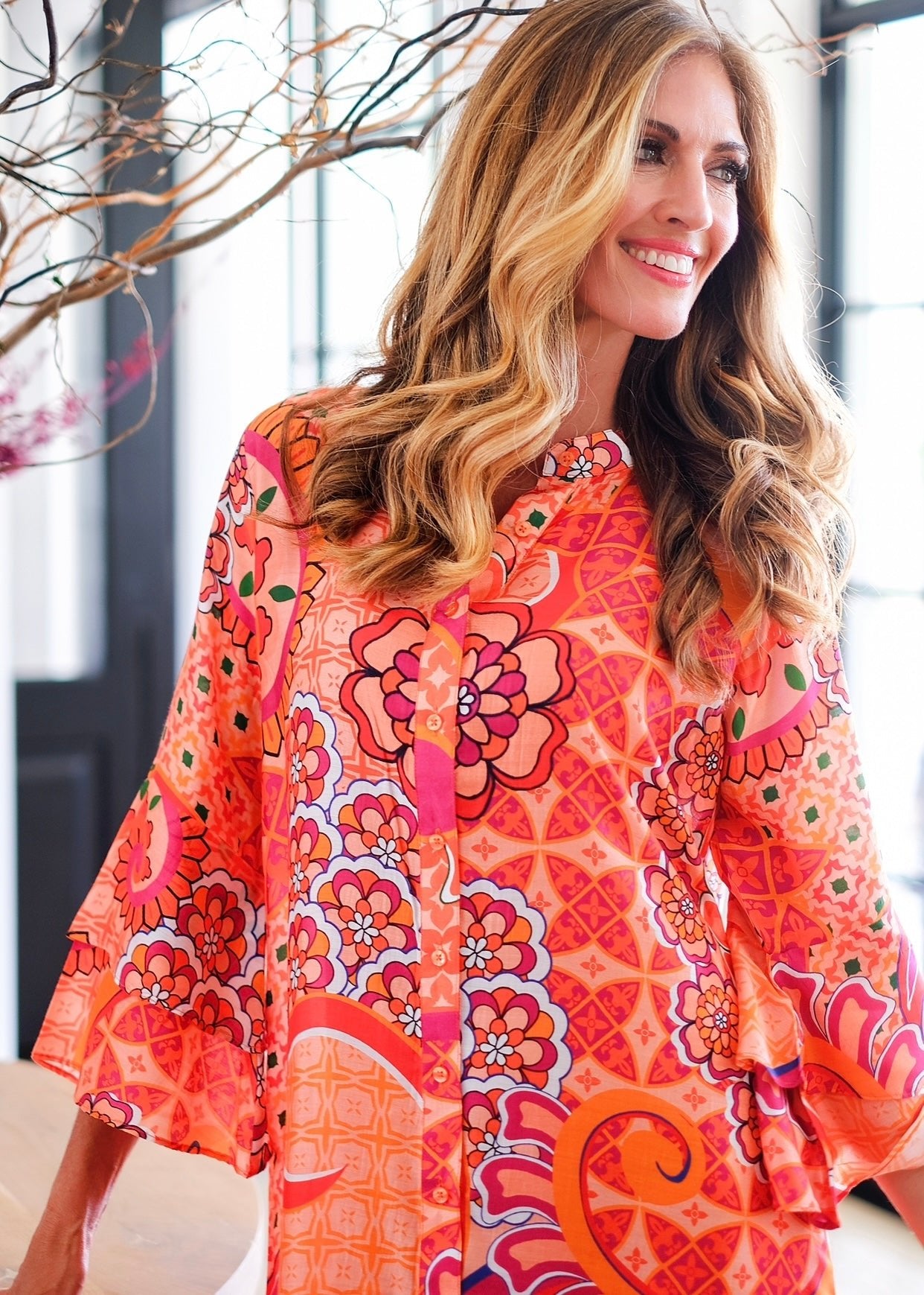 Symphony Dress With Paisley Print In OrangeDRESSES - Tribute Store