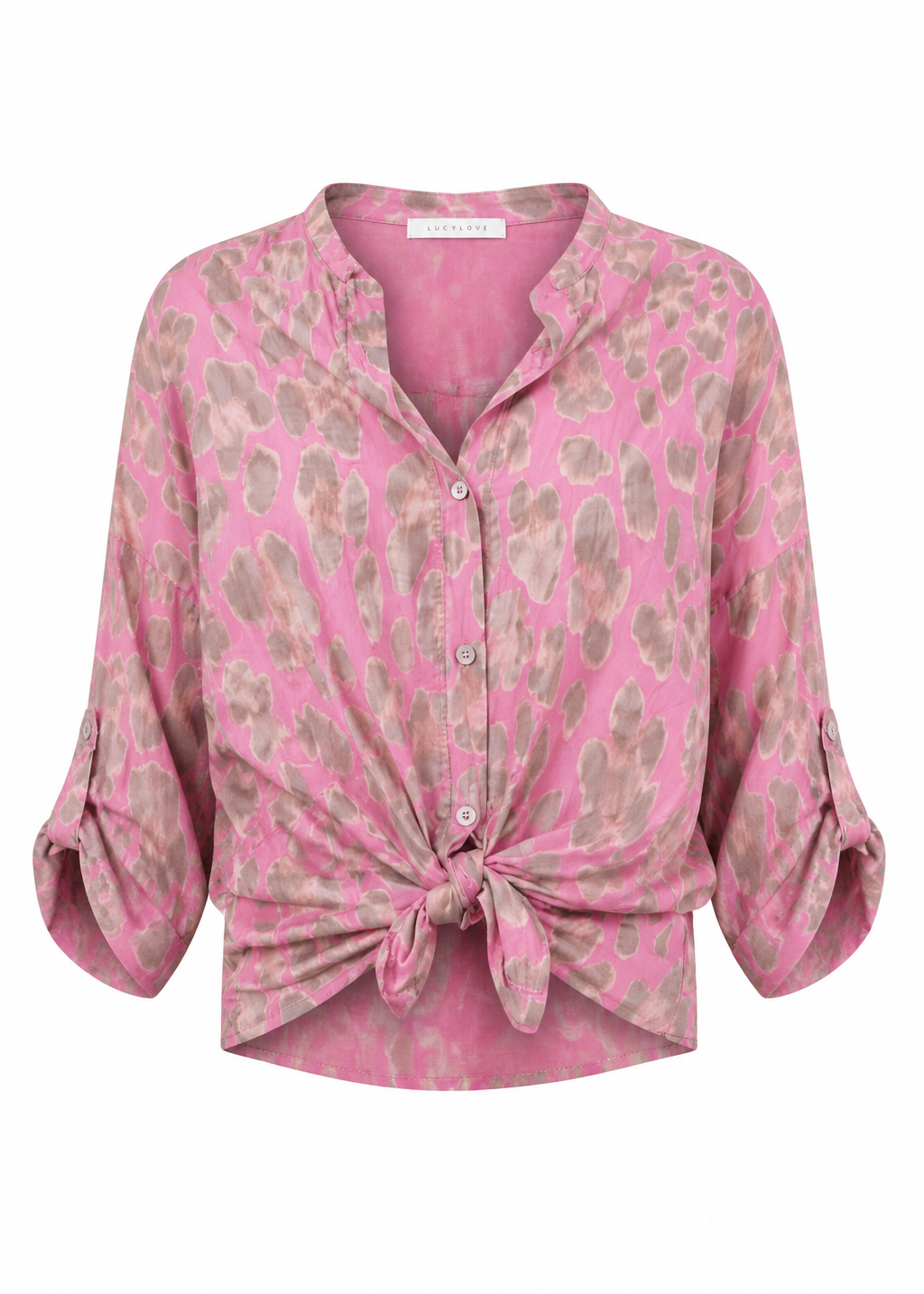 Siena Italian Cotton Leopard Shirt in Hot Pink