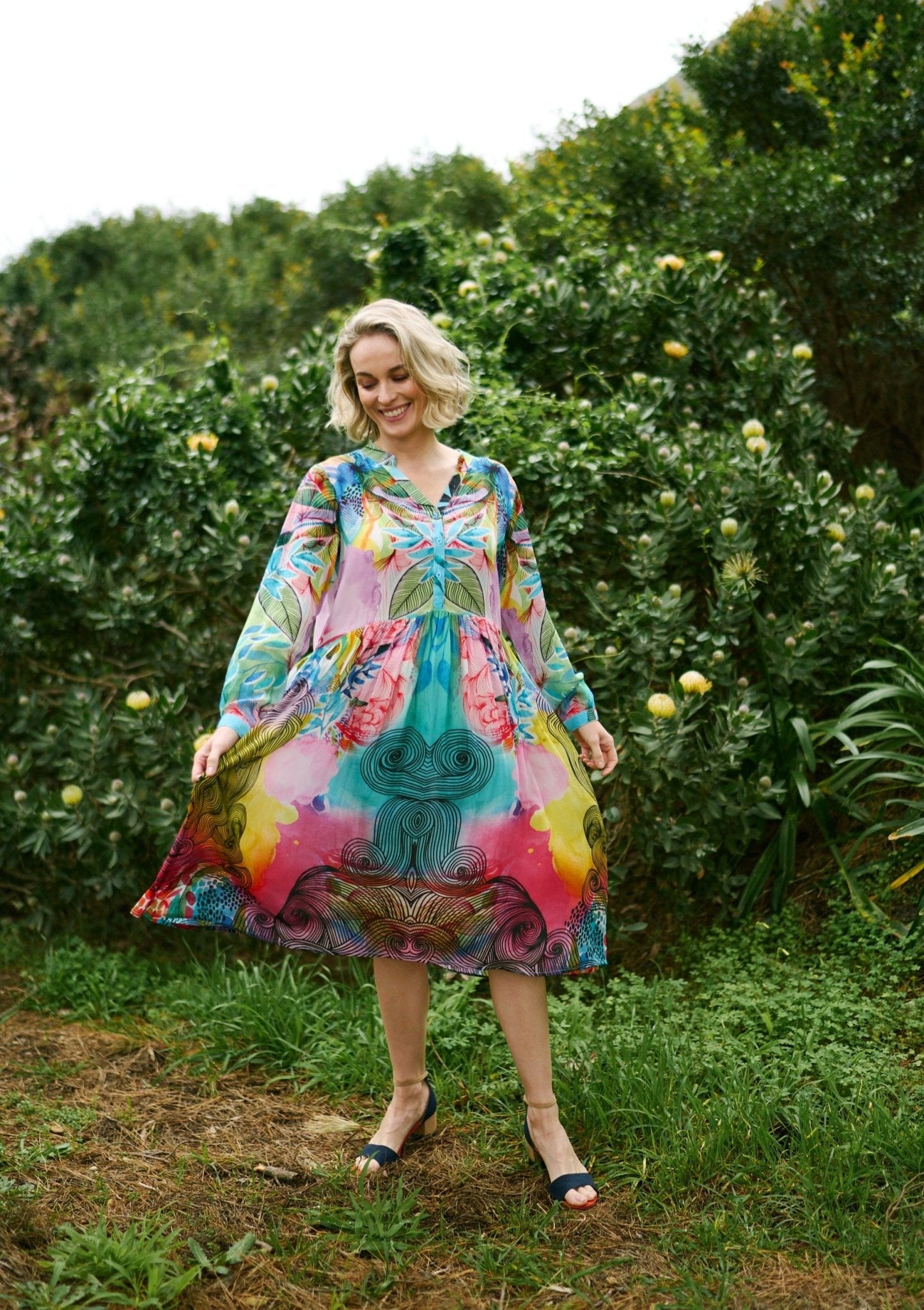 Belize Dress With Rainbow Swirl Print - Tribute StoreICONIC