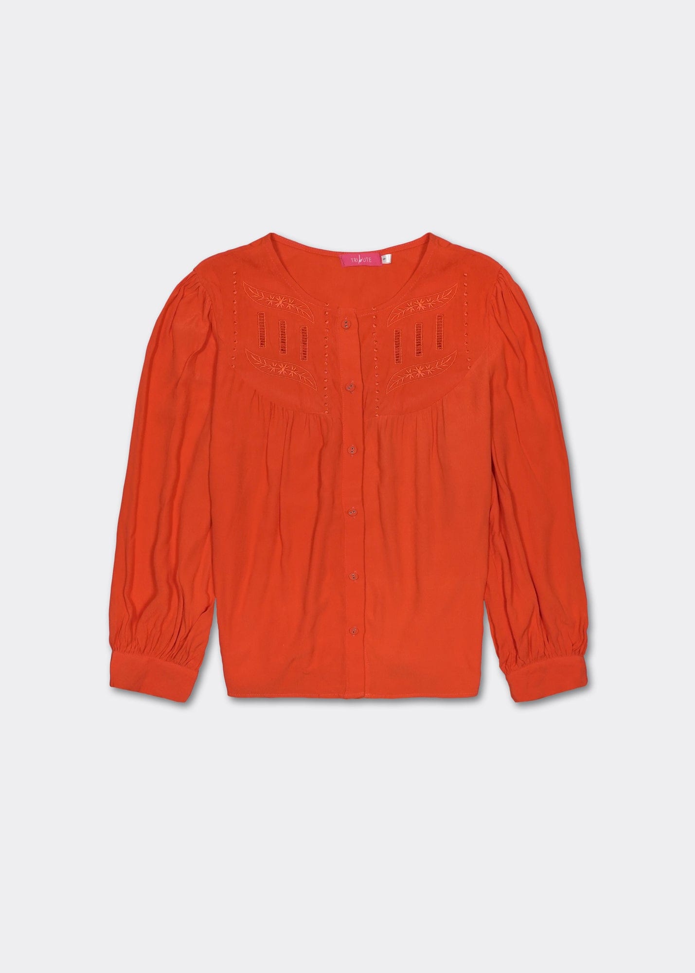Blouse with Lace and Embroidered Detail In Orange - Tribute StoreTRIBUTE
