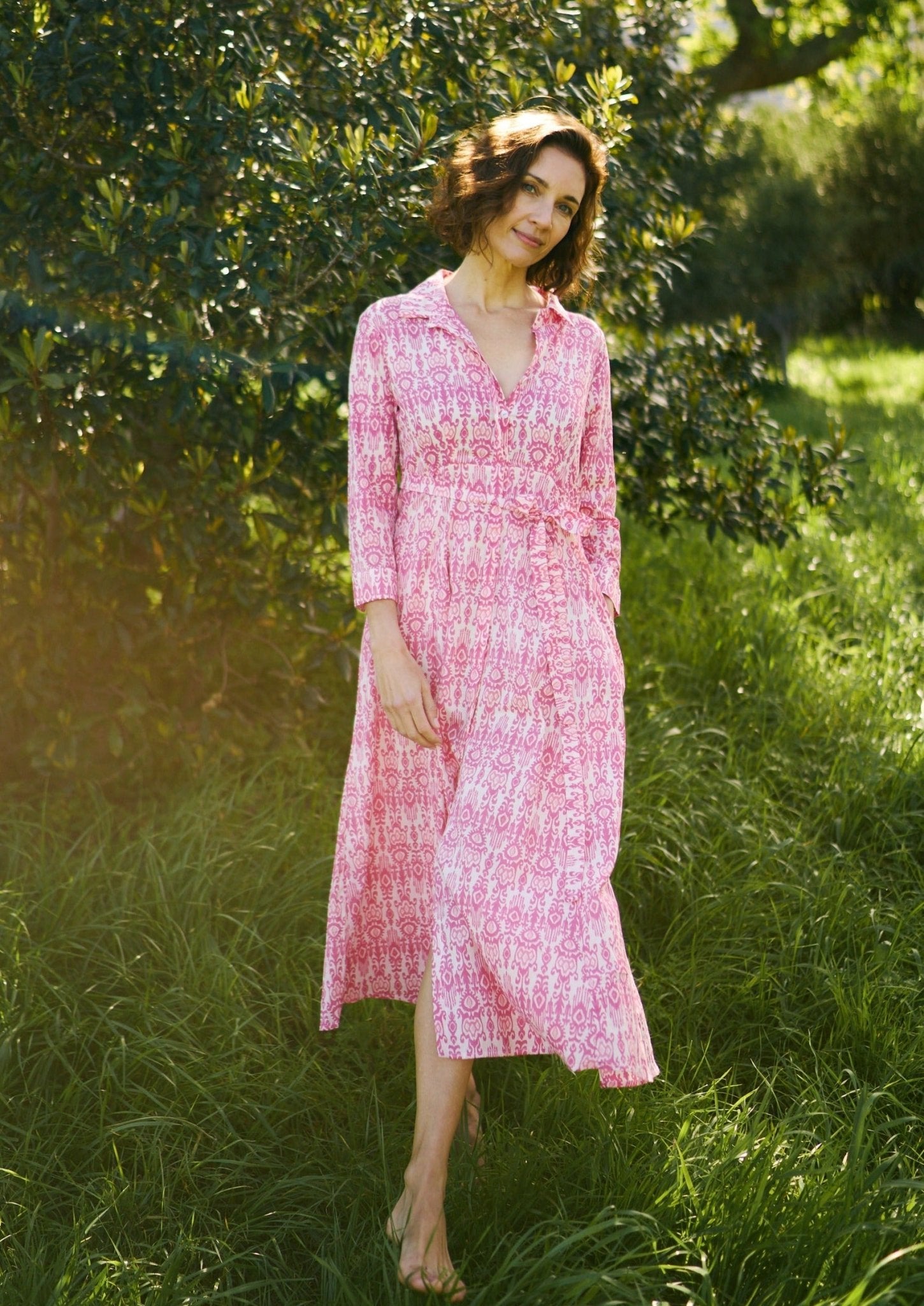 Brooklyn Panel Dress In Pink Ikat - Tribute StoreICONIC