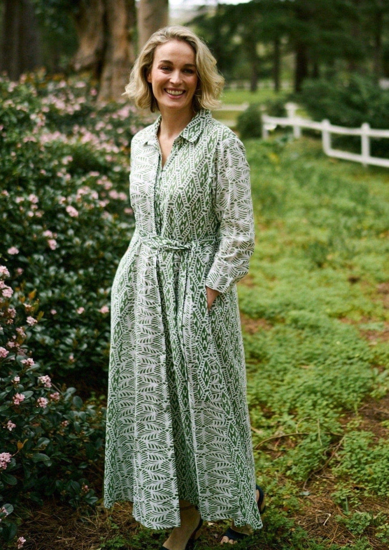 Green and outlet white sundress