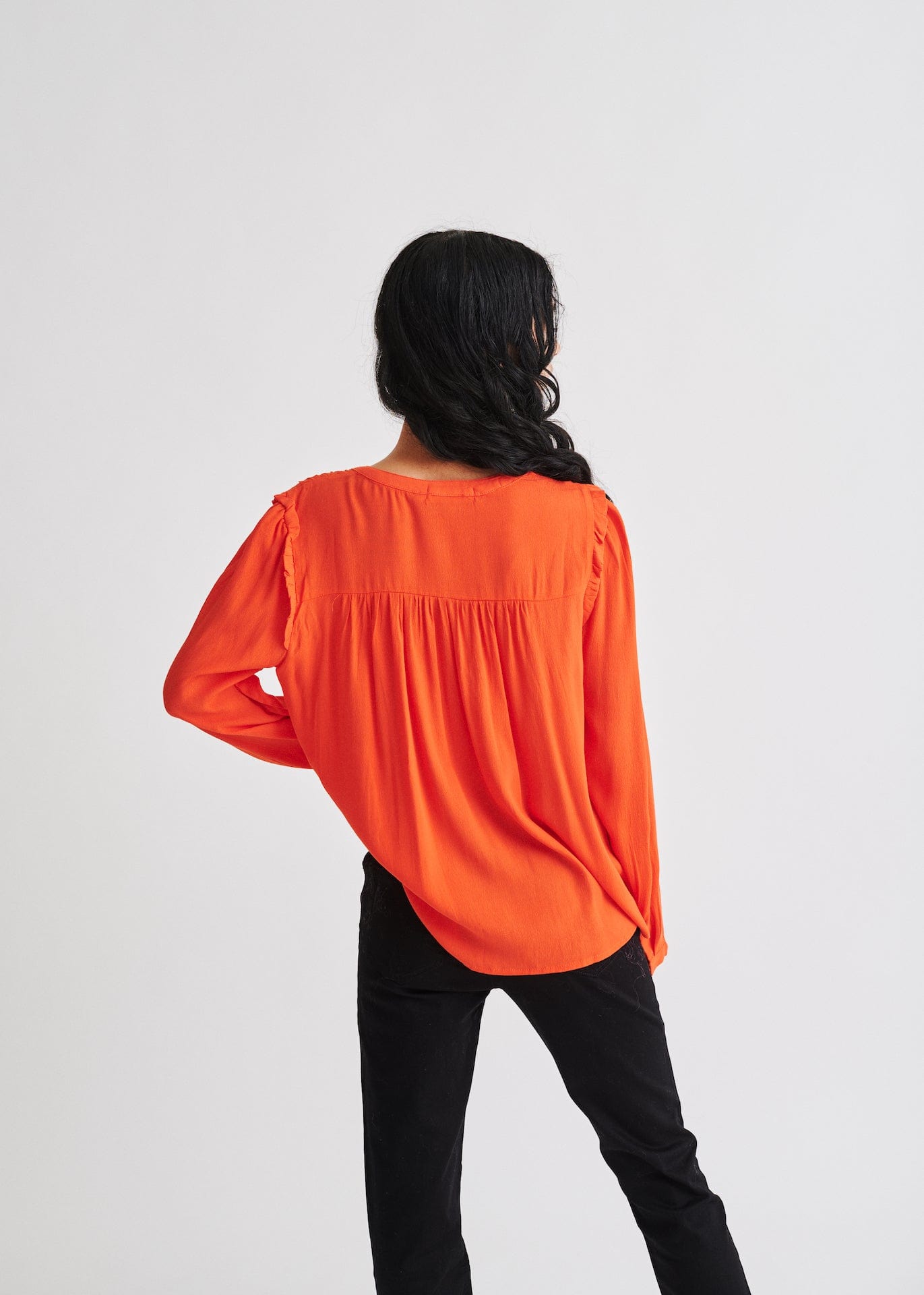 Button up Blouse with Criss Cross Detail In Orange - Tribute StoreTRIBUTE