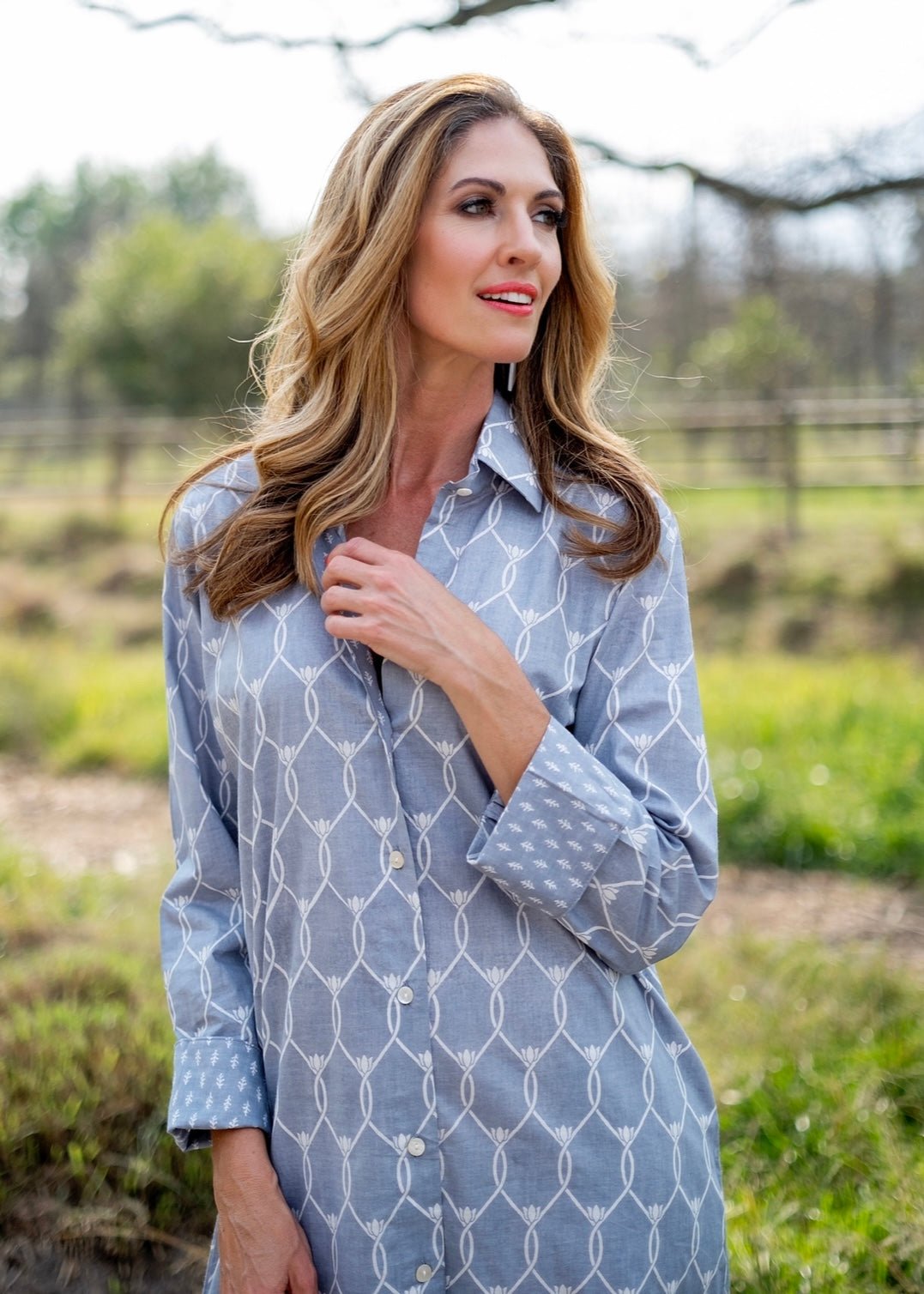 Classic Collar Dress In Grey Contrast Print - Tribute StoreICONIC