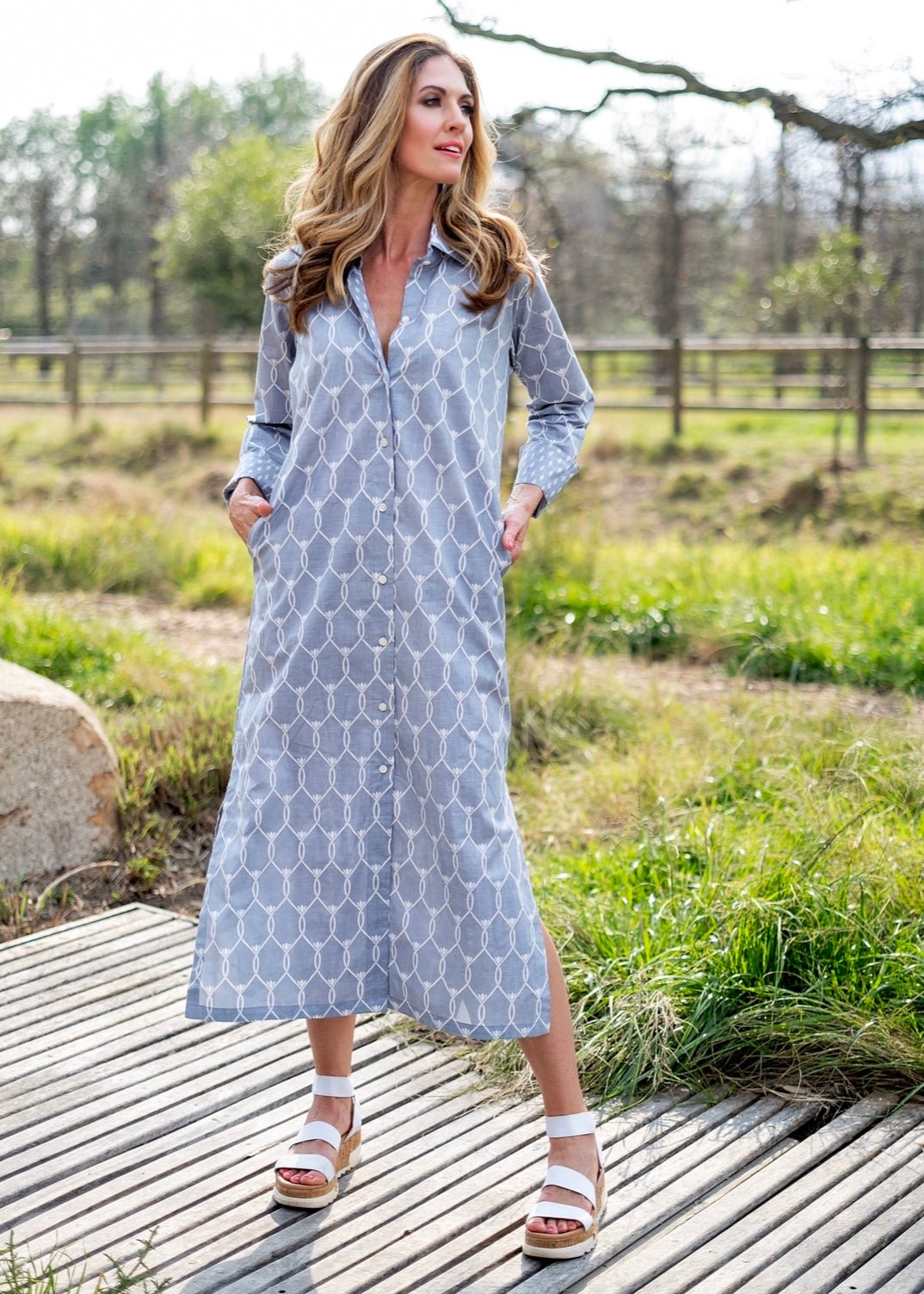 Classic Collar Dress In Grey Contrast Print - Tribute StoreICONIC