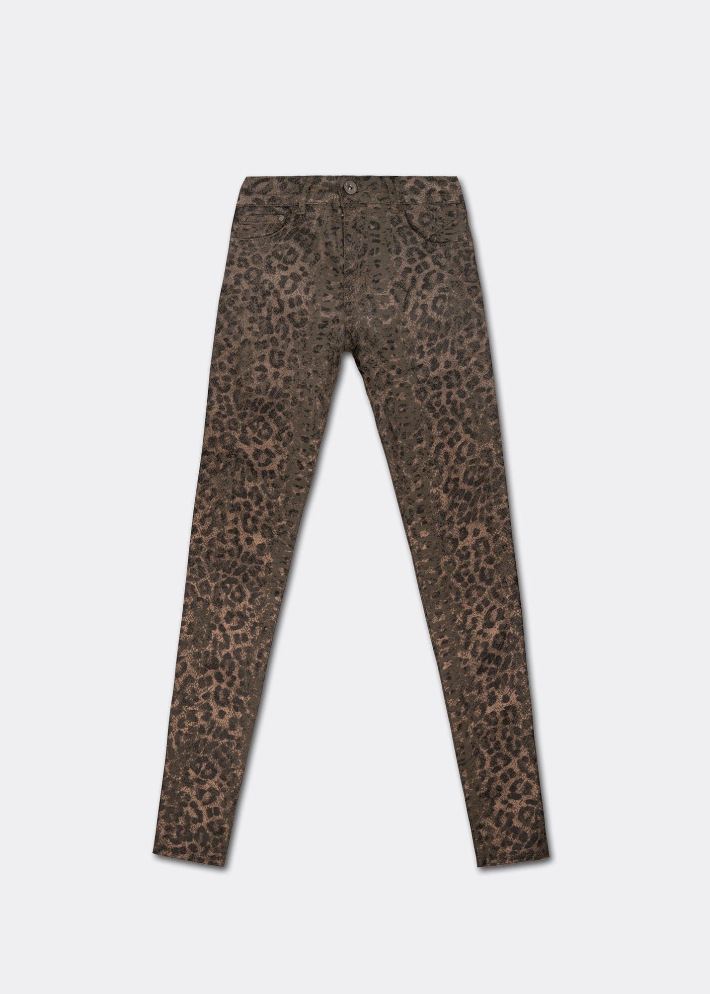Coated Leopard Print Jeans in Khaki - Tribute StoreTRIBUTE