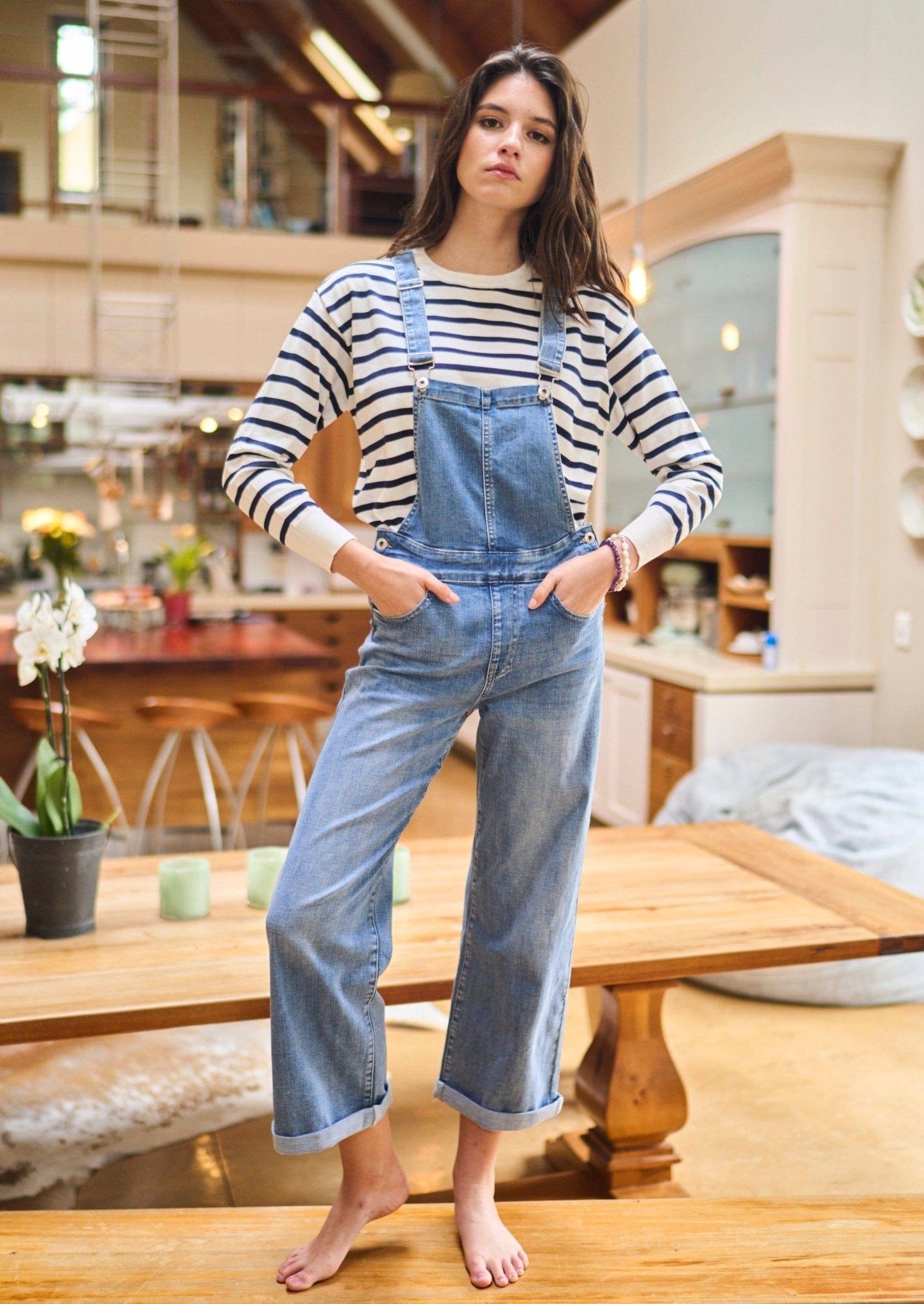Denim Blue Dungarees with Stud Buttons - DUNGAREE Tribute Store