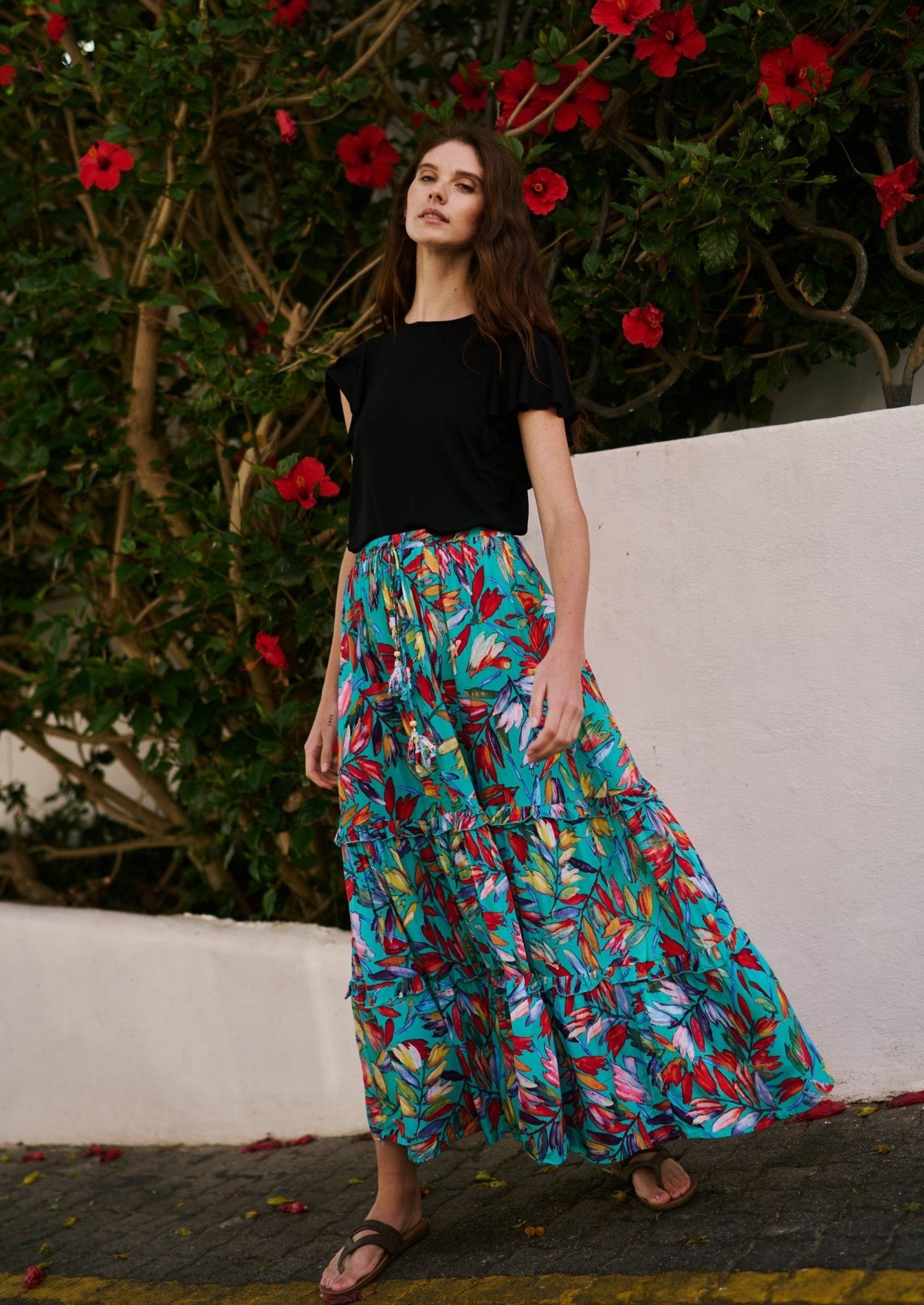 Bohemian tiered shop maxi skirt