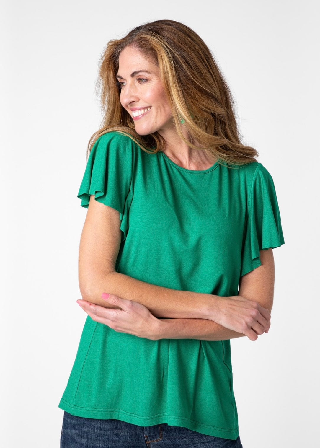 Green Frill Sleeve Top - Tribute StoreICONIC
