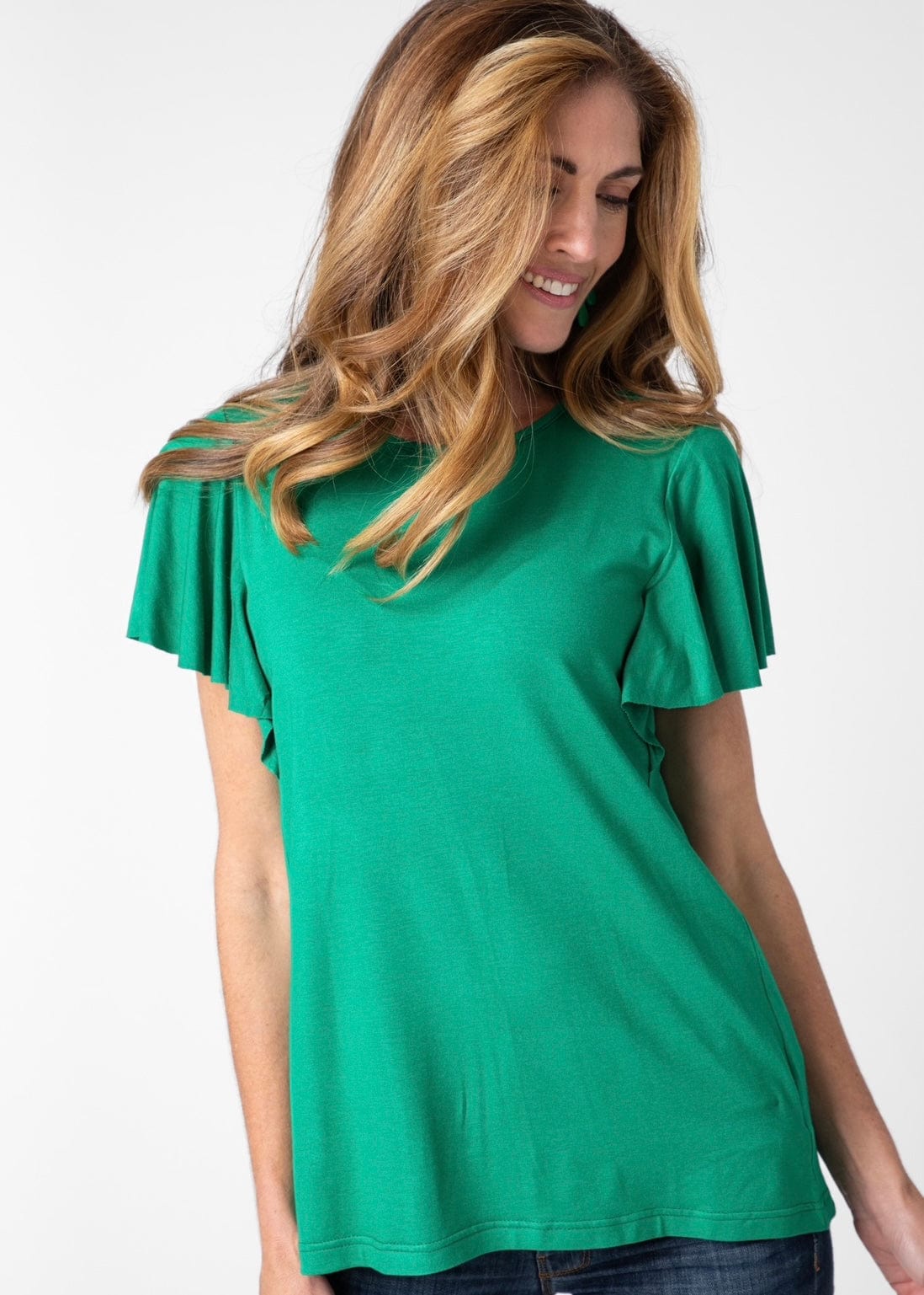 Green Frill Sleeve Top - Tribute StoreICONIC