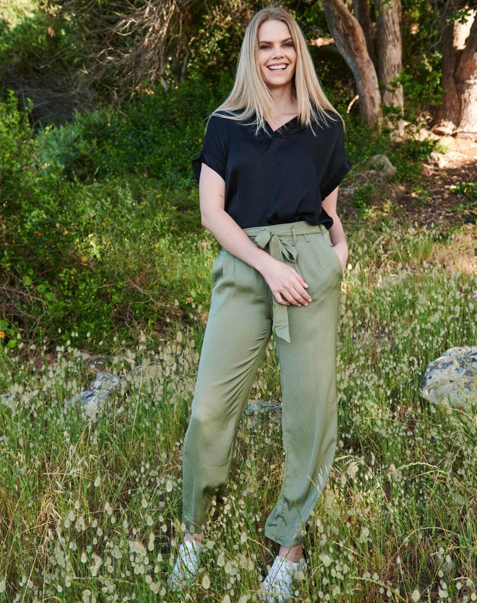 High Waisted Satin Pants In Olive - Tribute StoreTRIBUTE
