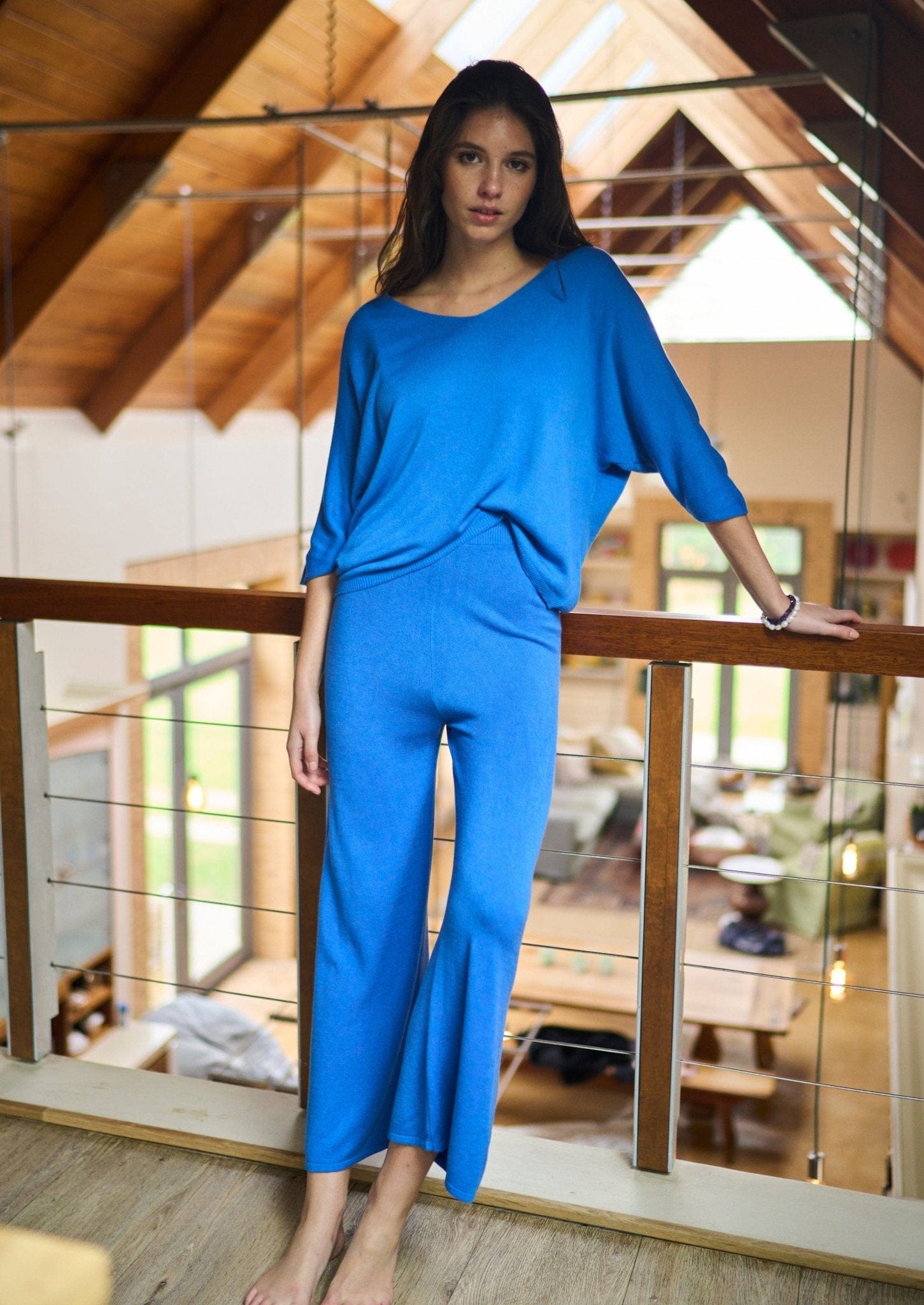 Italian Knitted Cropped Palazzo Pants In Royal Blue - Tribute StoreTRIBUTE