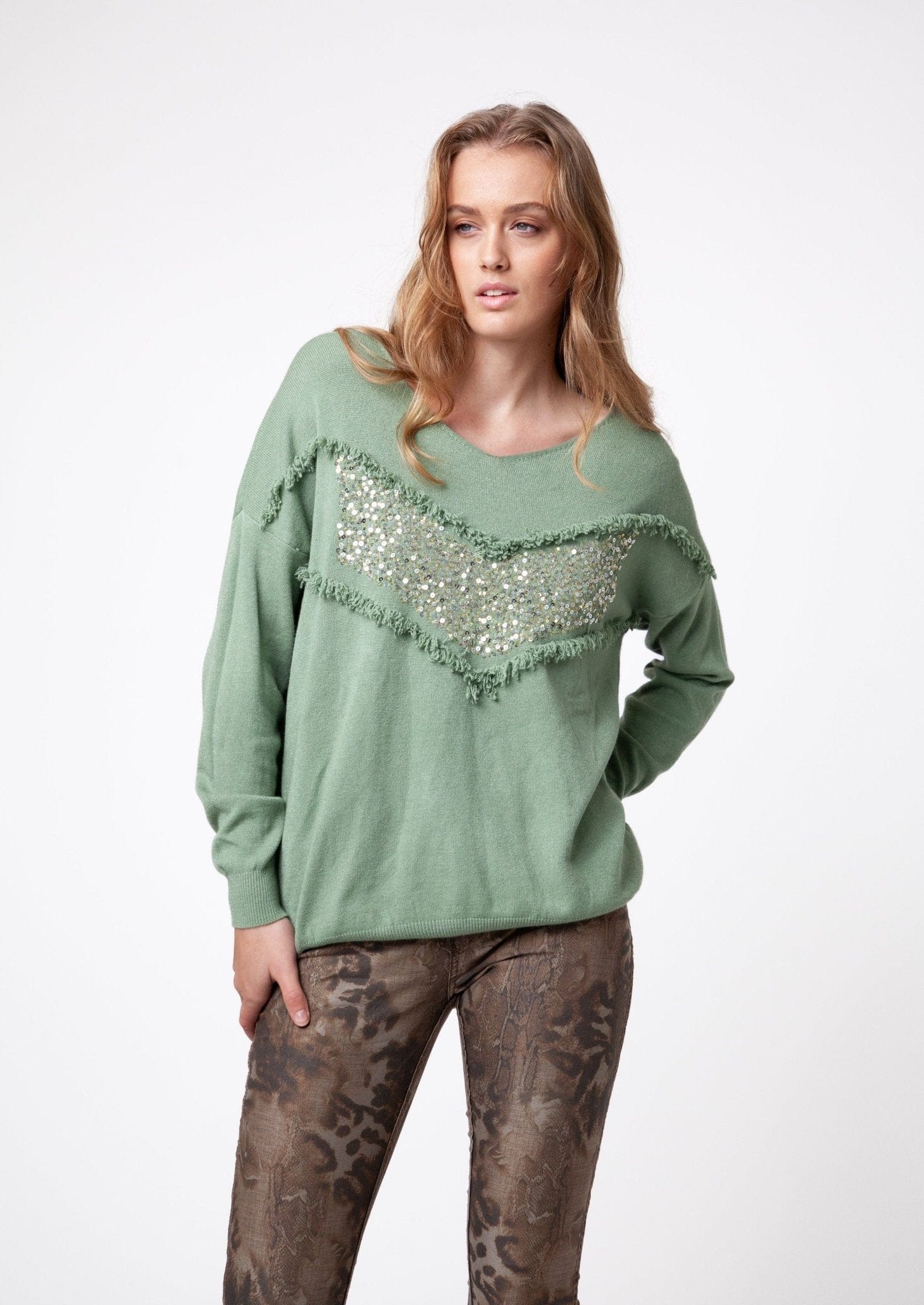 V neck sparkly on sale jumper