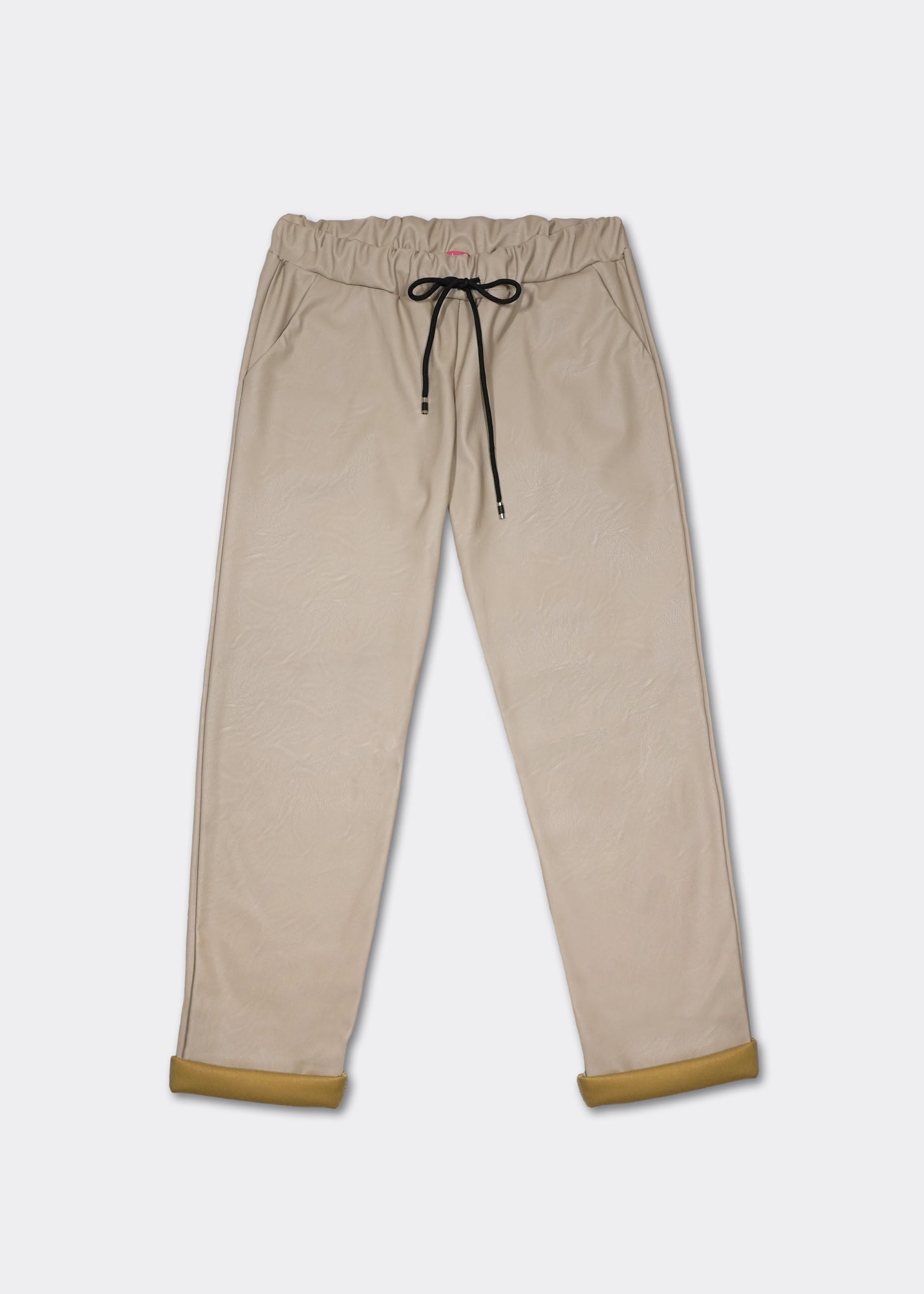 Cream leather online joggers