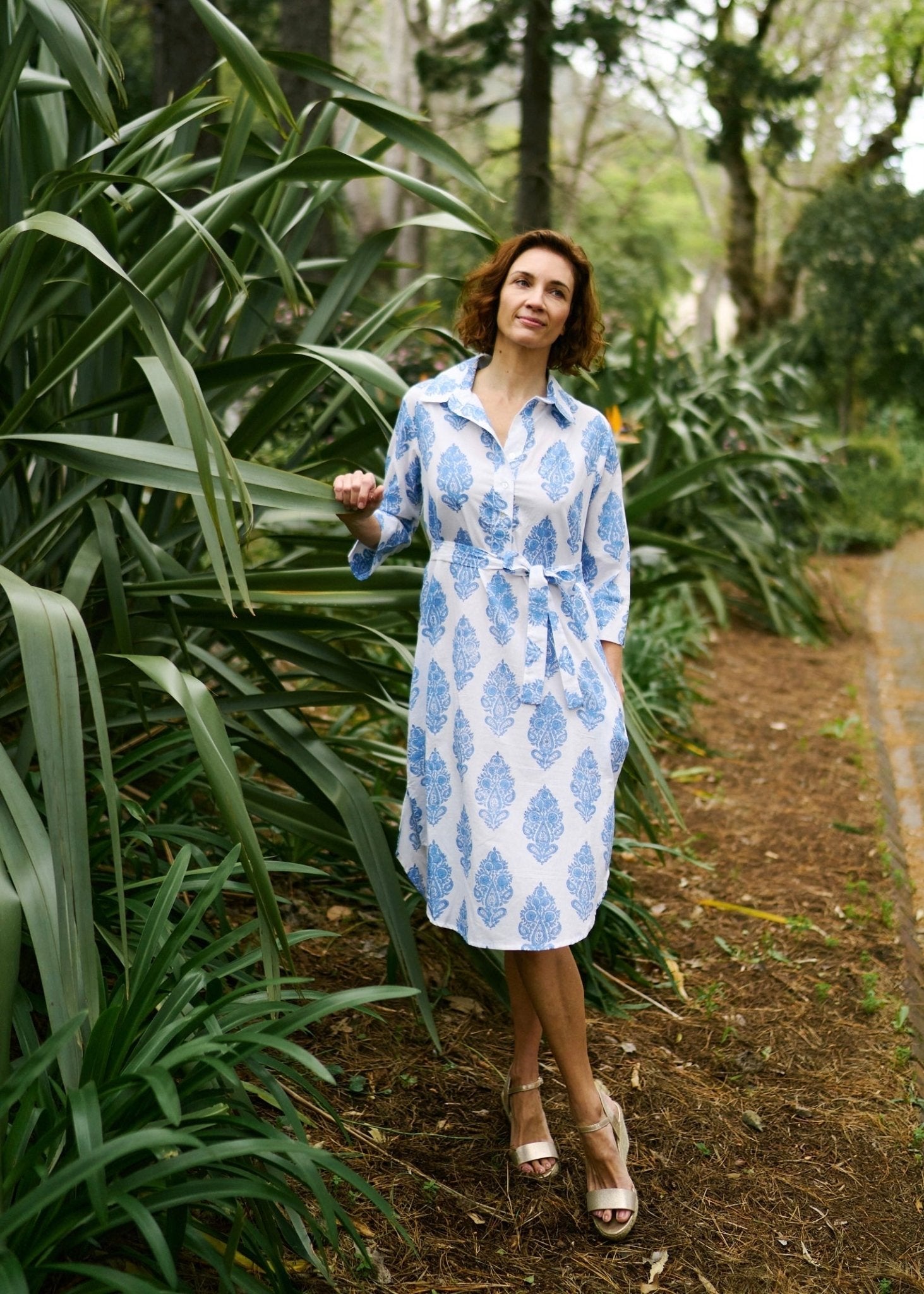 Midi Shirt Dress In Blue And White - Tribute StoreICONIC