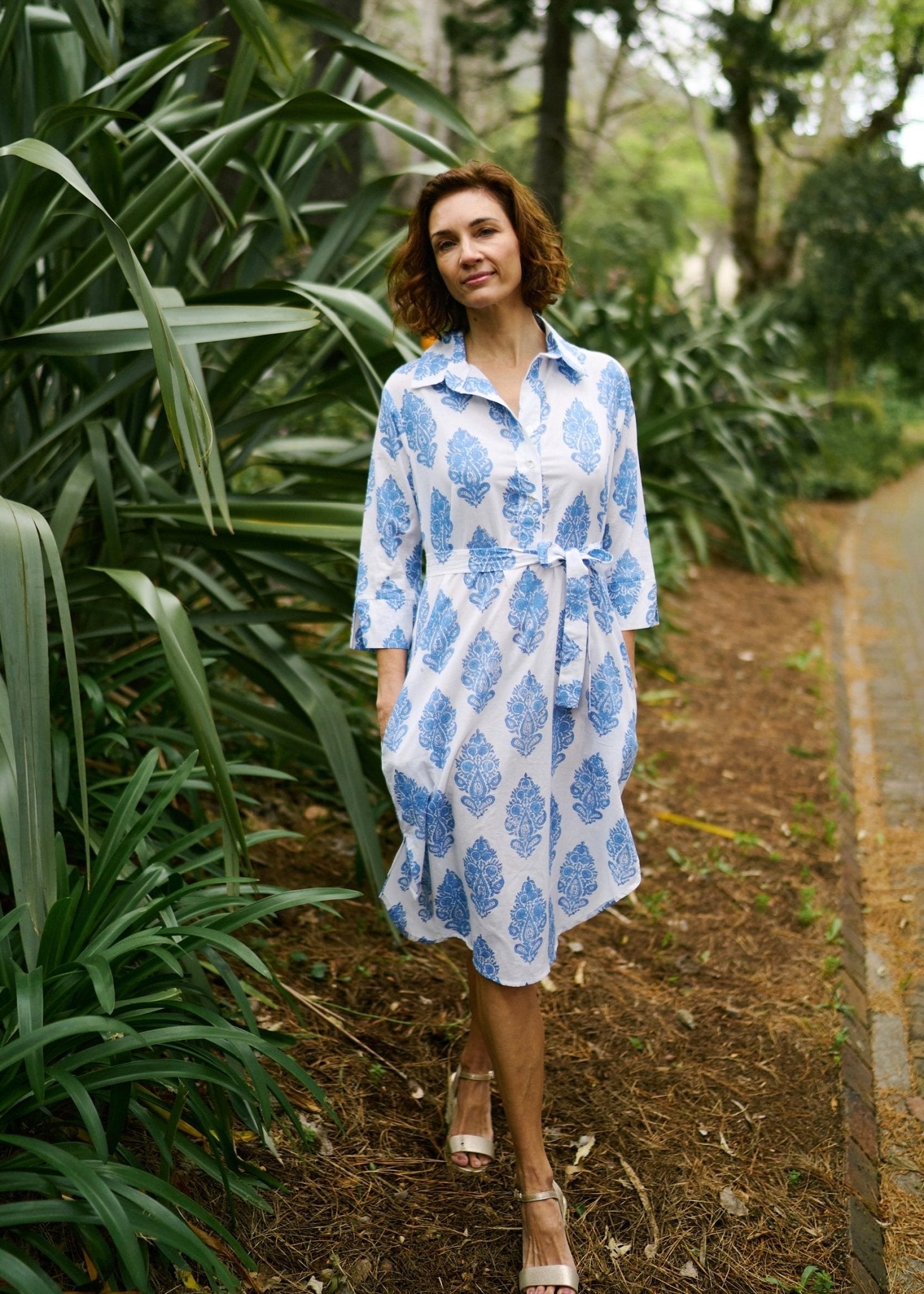 Midi Shirt Dress In Blue And White - Tribute StoreICONIC