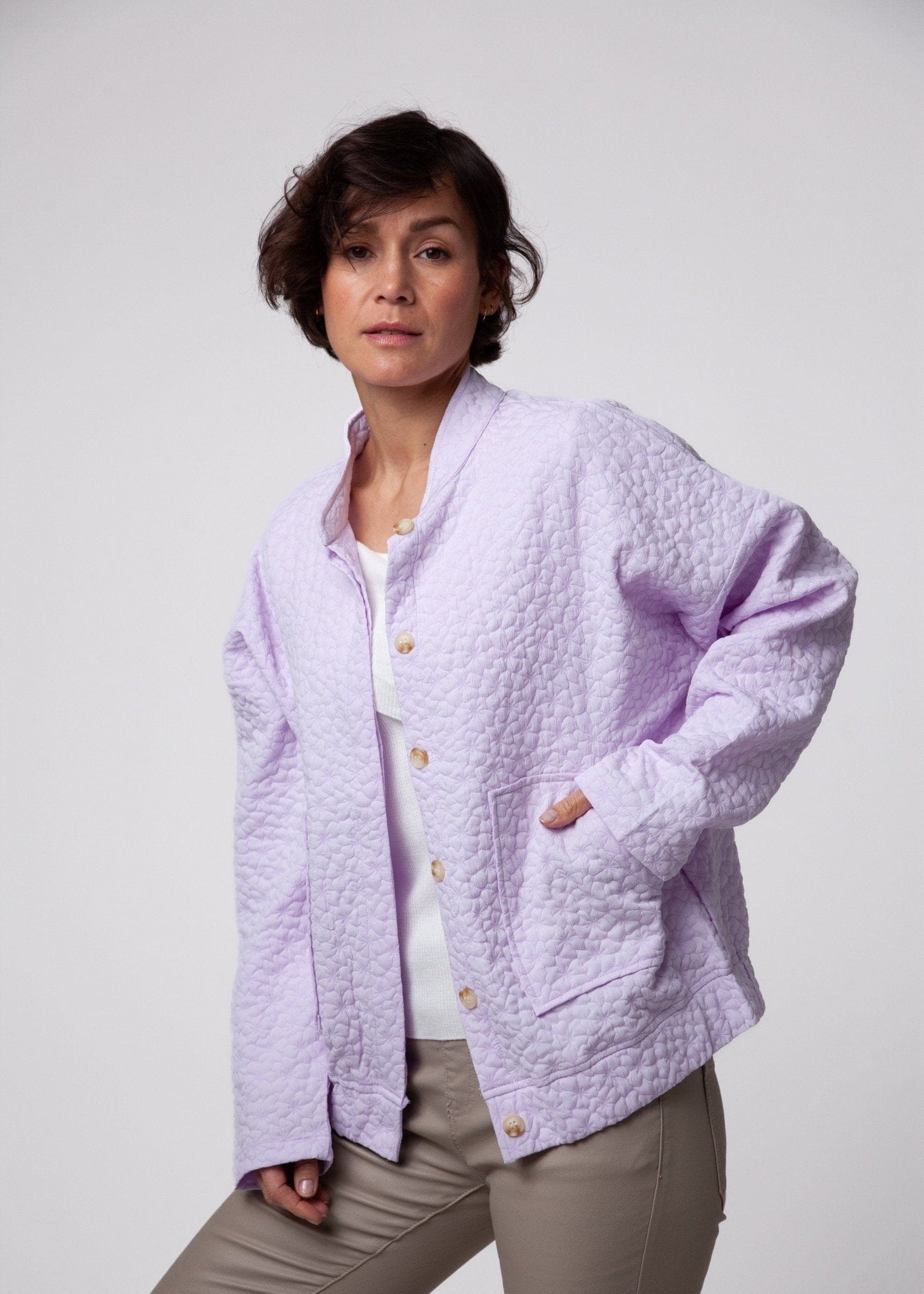 Quilted Bomber Jacket in Lilac - Tribute StoreTRIBUTE