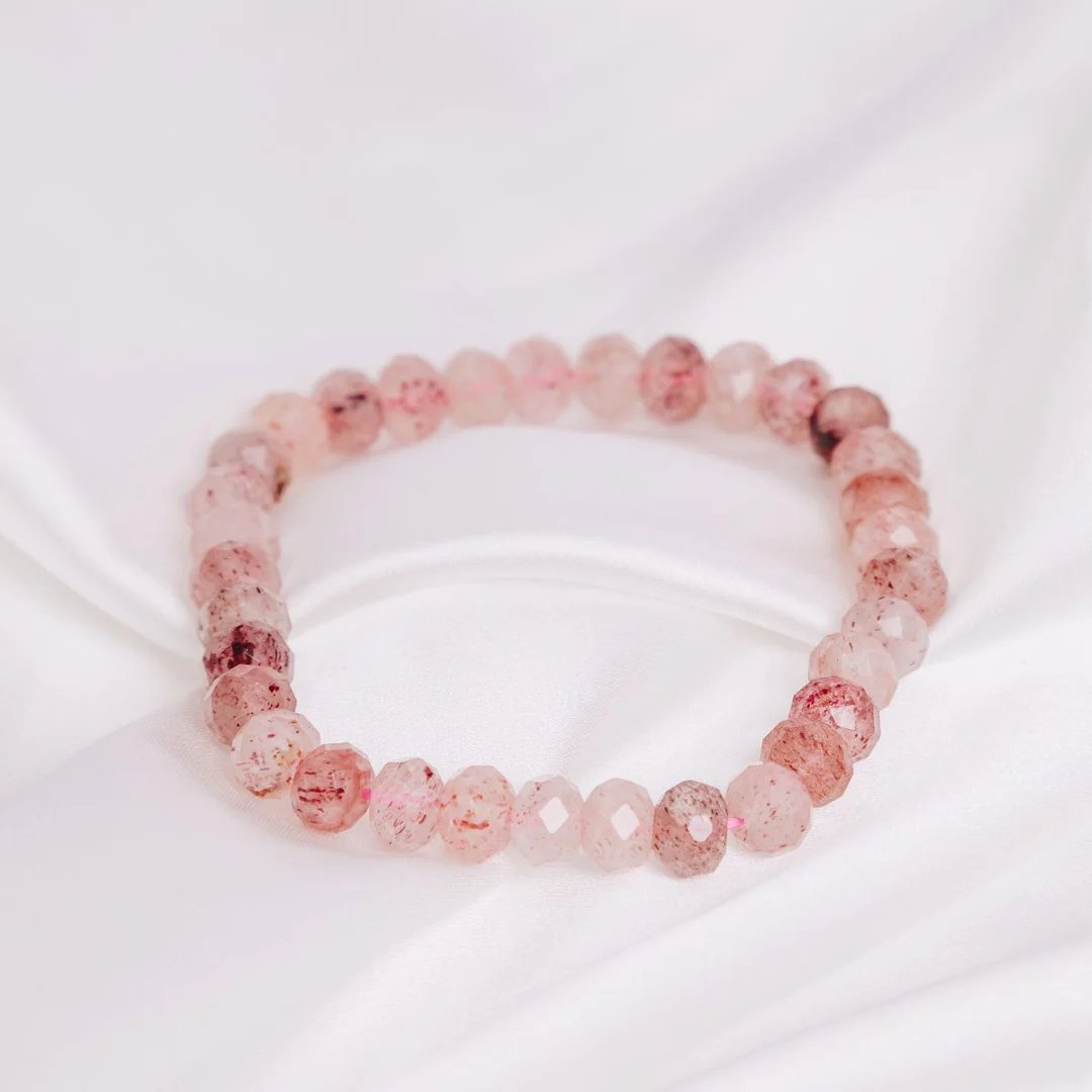 Strawberry Quartz Facetted Button Bracelet - Tribute StoreRobyn Real Jewels