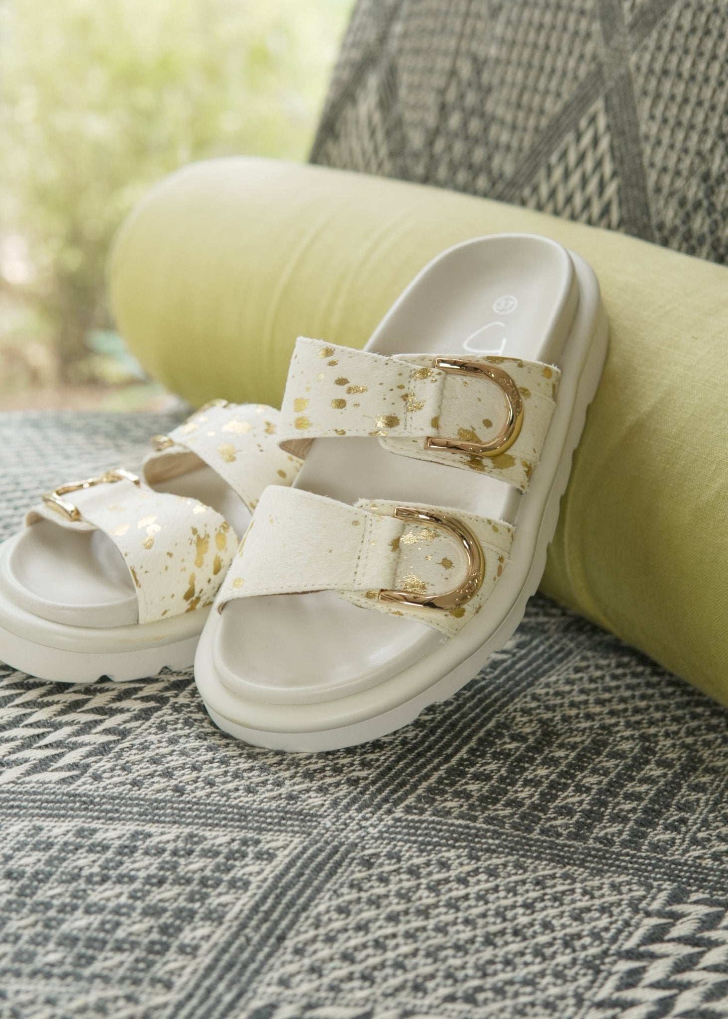 White And Gold Sandal With Double Buckle - Tribute StoreJulz